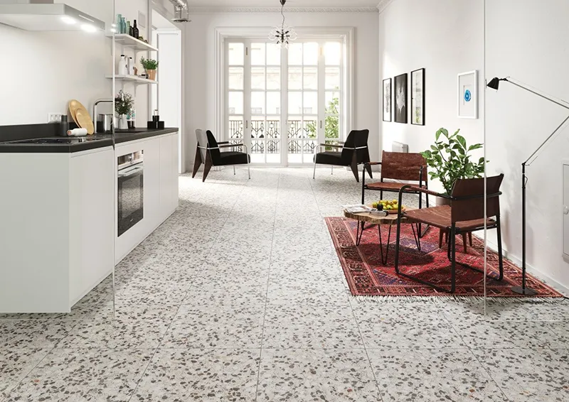 Ofelia Rustic Porcelain Terrazzo Floor Tiles from Tile Mountain