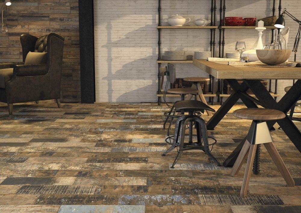Rural Distressed Wood Effect Floor Tile by Tile Mountain