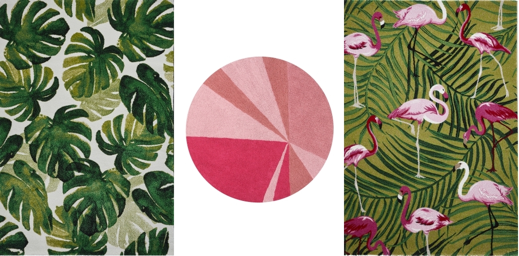 Havana Multi Rug, from Modern-Rugs | Lorena Canals Washable Round Rug in Pink from Cuckooland | Havana Green-Pink Flamingo Rug from Modern-Rugs