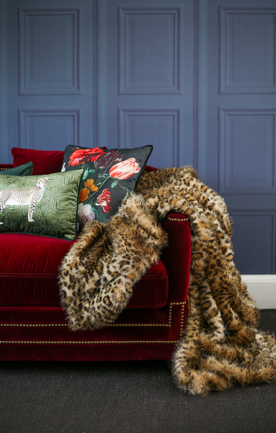 Majestic Crimson Red Velvet Sofa | The French Bedroom Company