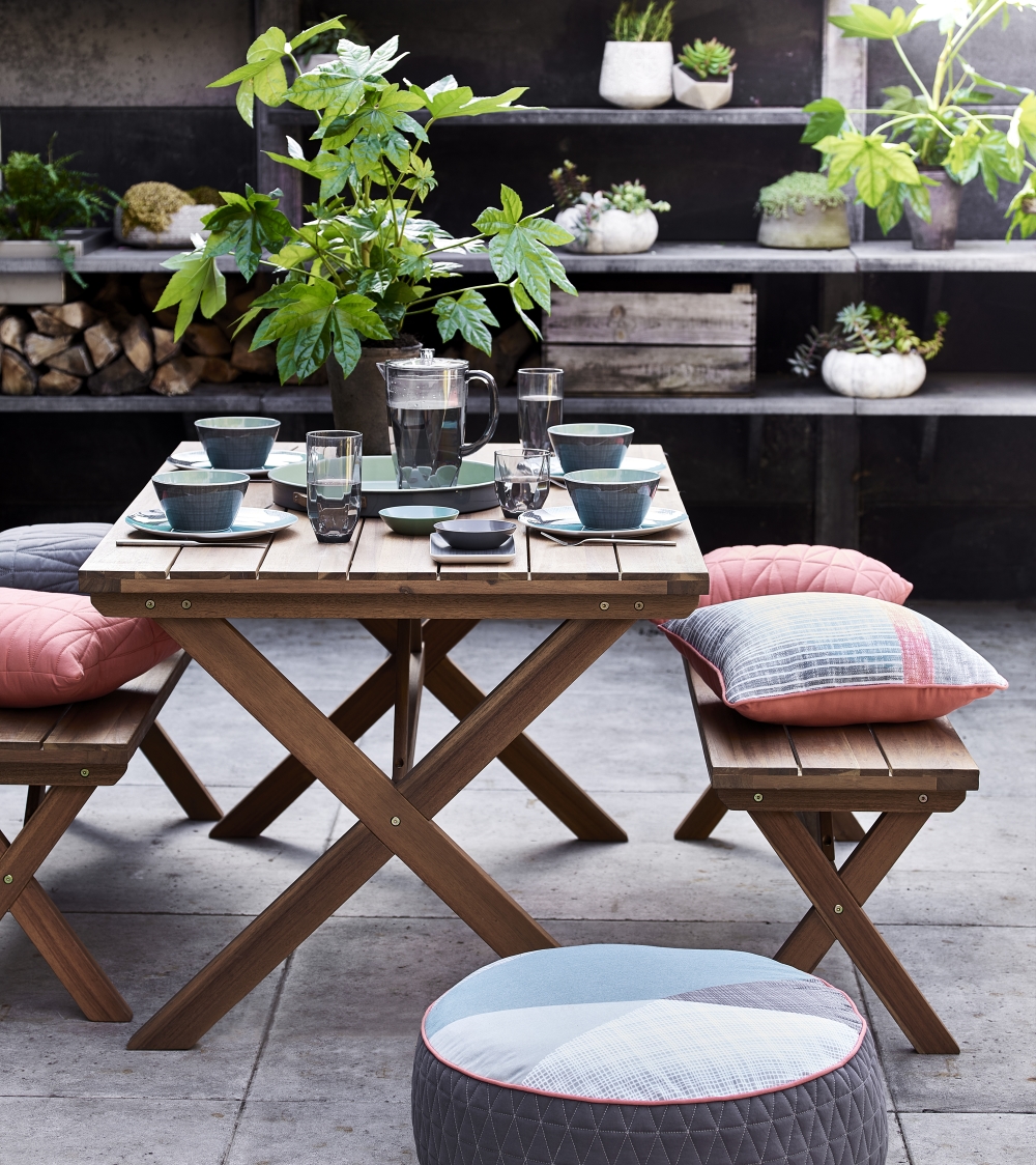 Multi-Coloured Soft Furnishings & Dark Stained Timber Furniture | Argos