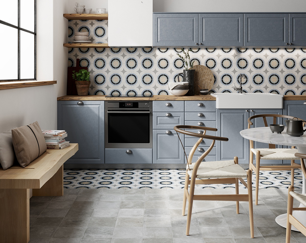Swing Decor Blue Geometric Wall and Floor Tiles by Tile Mountain