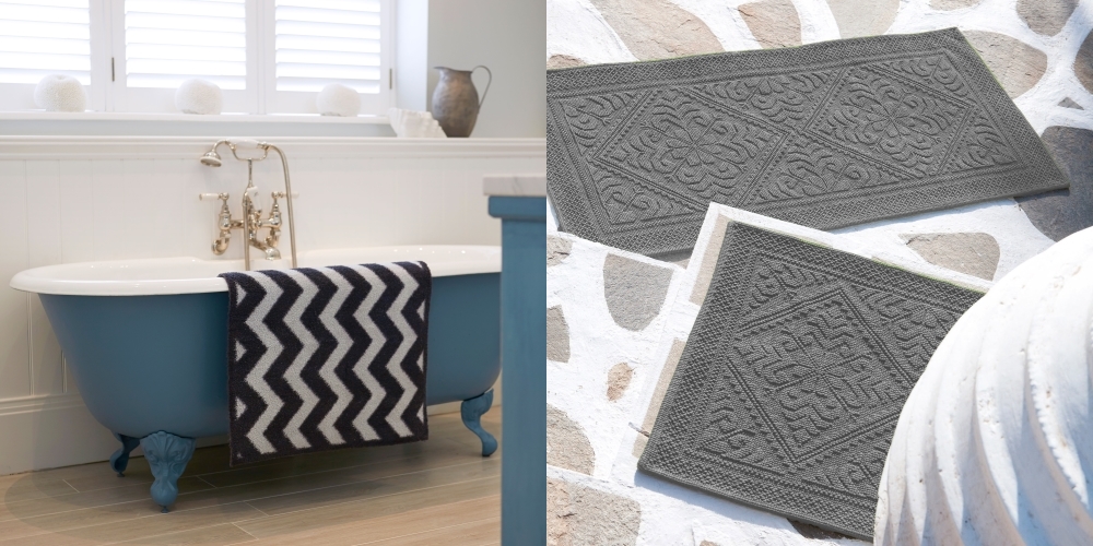 Chevron Turtle Mat from Hurn &amp; Hurn | Souris Textured Cotton Bathmat from Abode Living