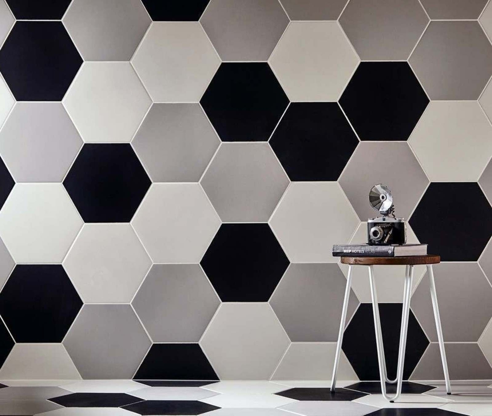 Apollo Hexagon Black & Apollo Hexagon Grey | Tile Mountain