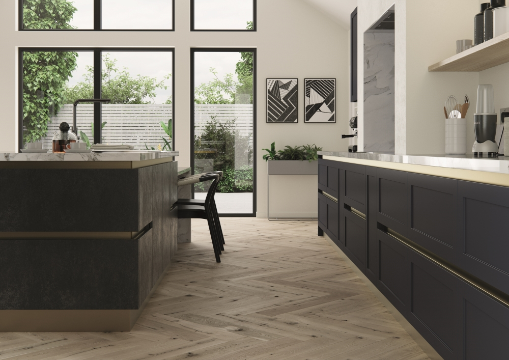Cambridge Indigo Blue and Smoked Steel Litchen from the Cucine Colore Collection | Mereway