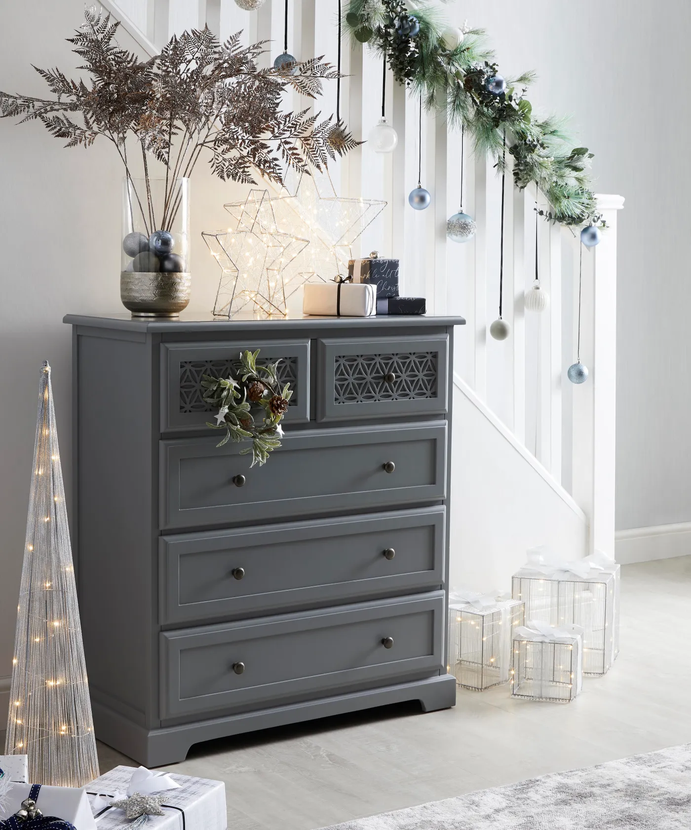 Christmas Decorations & Carys Five-Drawer Chest | Dunelm