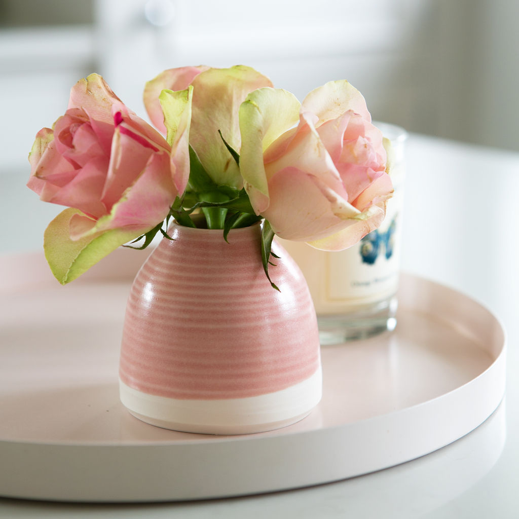 Handmade Bud Vase in Pink Glaze | Rhubarb & Hare