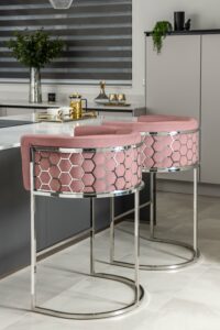 Alveare Bar Stool Silver - Blush Pink | My Furniture