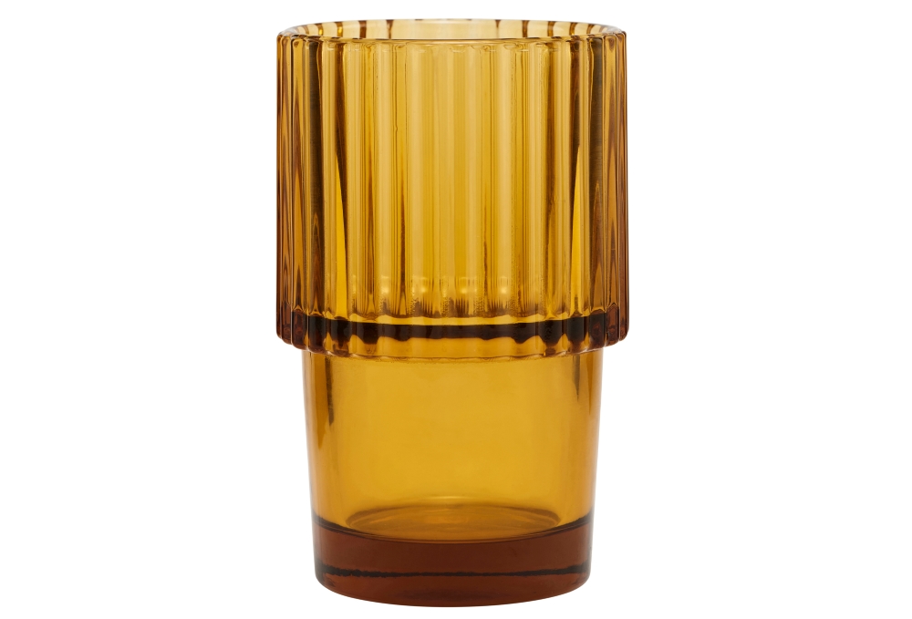 Set of 4 Glass Tumblers in Amber | Five And Dime Interiors