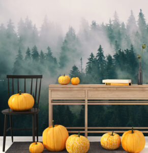 Smokey Misted Forest Wallpaper | Wallsauce