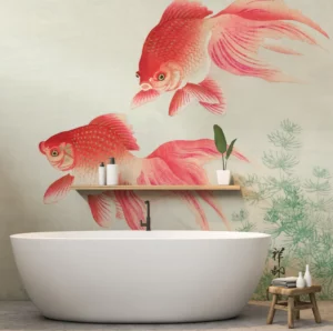 Two Veil Goldfish Wallpaper | Wallsauce