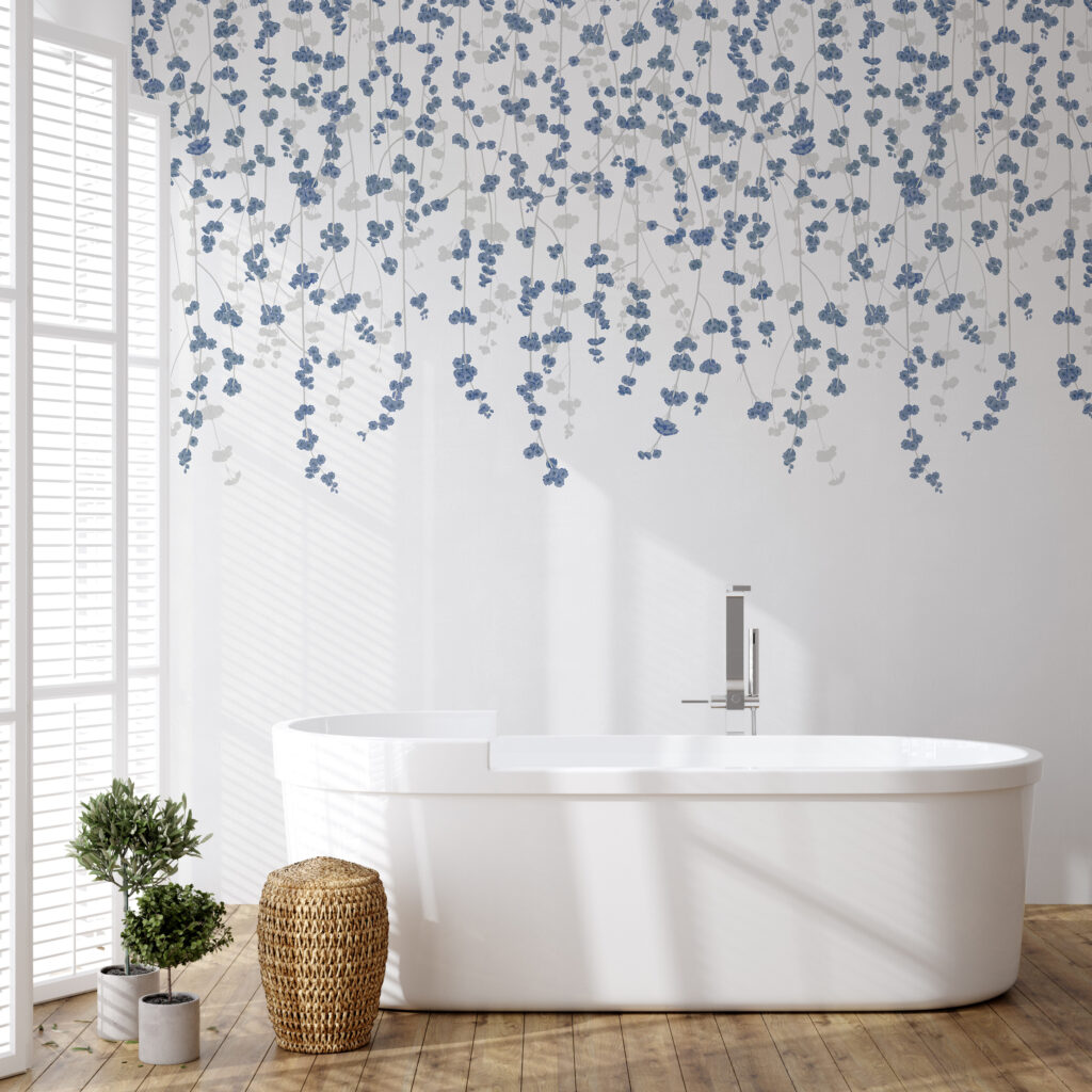 White & Blue Cherry Blossom Wallpaper | Feathr