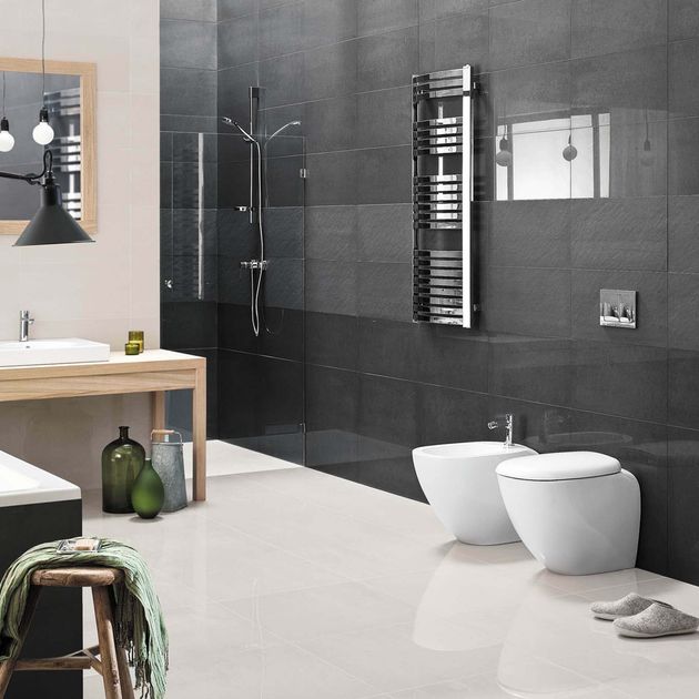 Doblo Black Polished Porcelain Floor, Porcelain Floor Tiles Bathroom