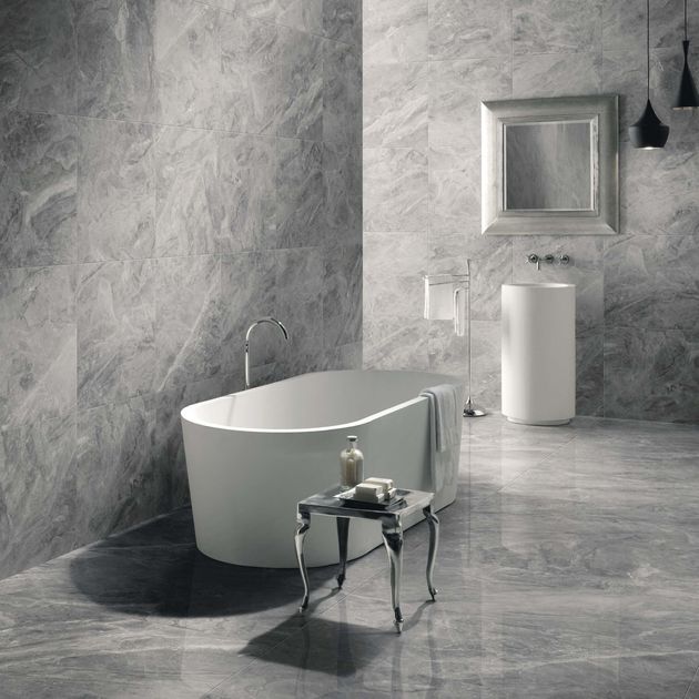 Orobico Grey Polished Porcelain Floor, Grey Polished Tiles Bathroom