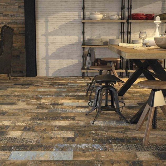 Rural Distressed Wood Effect Floor, Reclaimed Wood Effect Floor Tiles