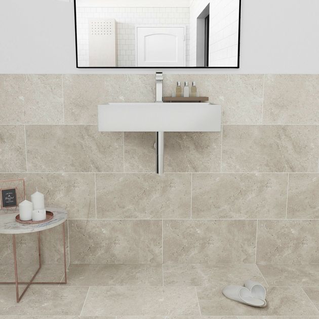 Stonebase Taupe Wall And Floor Tiles, Super White Floor Tiles 600×600
