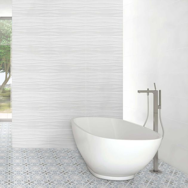 Sweet White Waves Wall Tile Tiles, Bathroom Tiles Going White