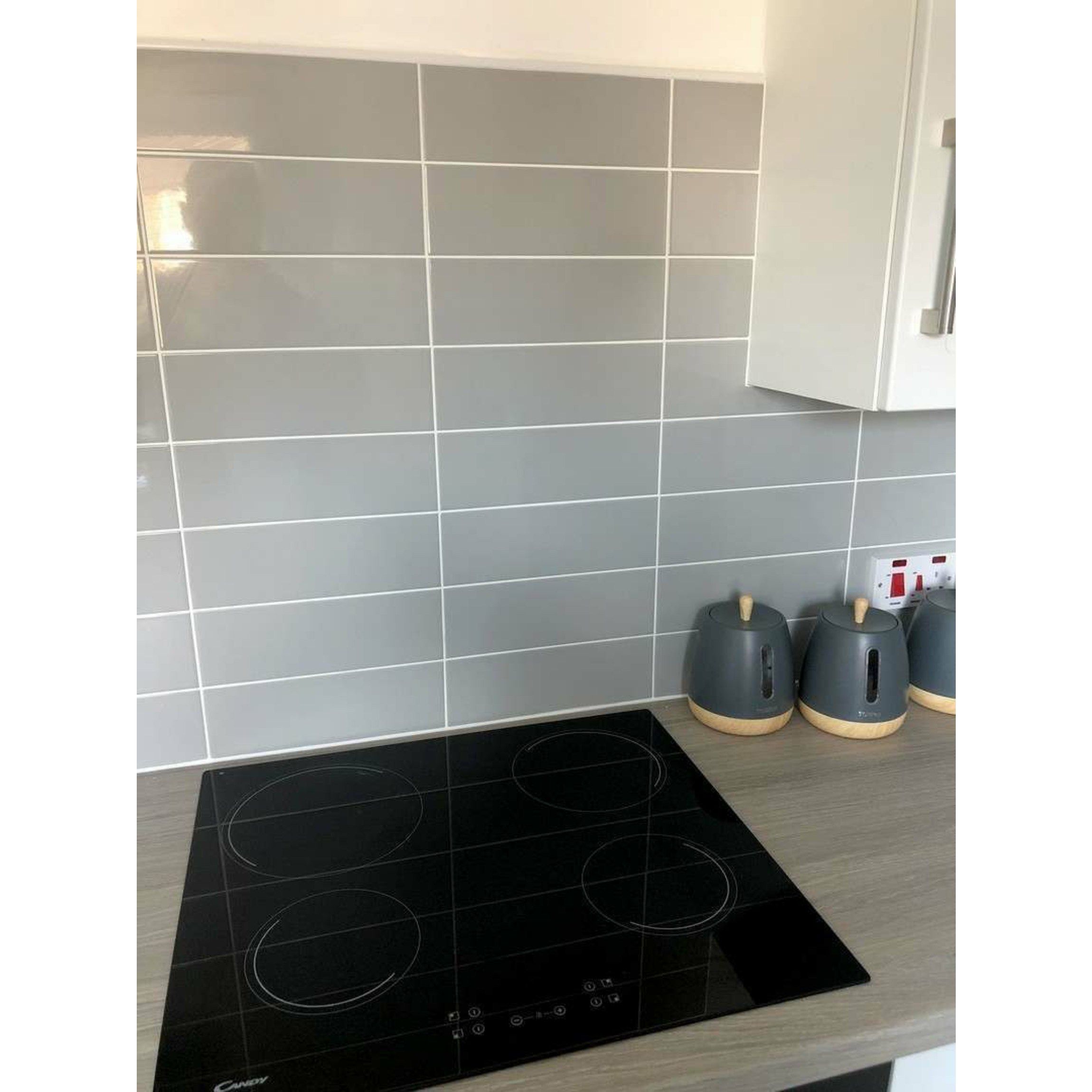 Linear Grey Gloss Wall Tile - Kitchen Tiles from Tile Mountain