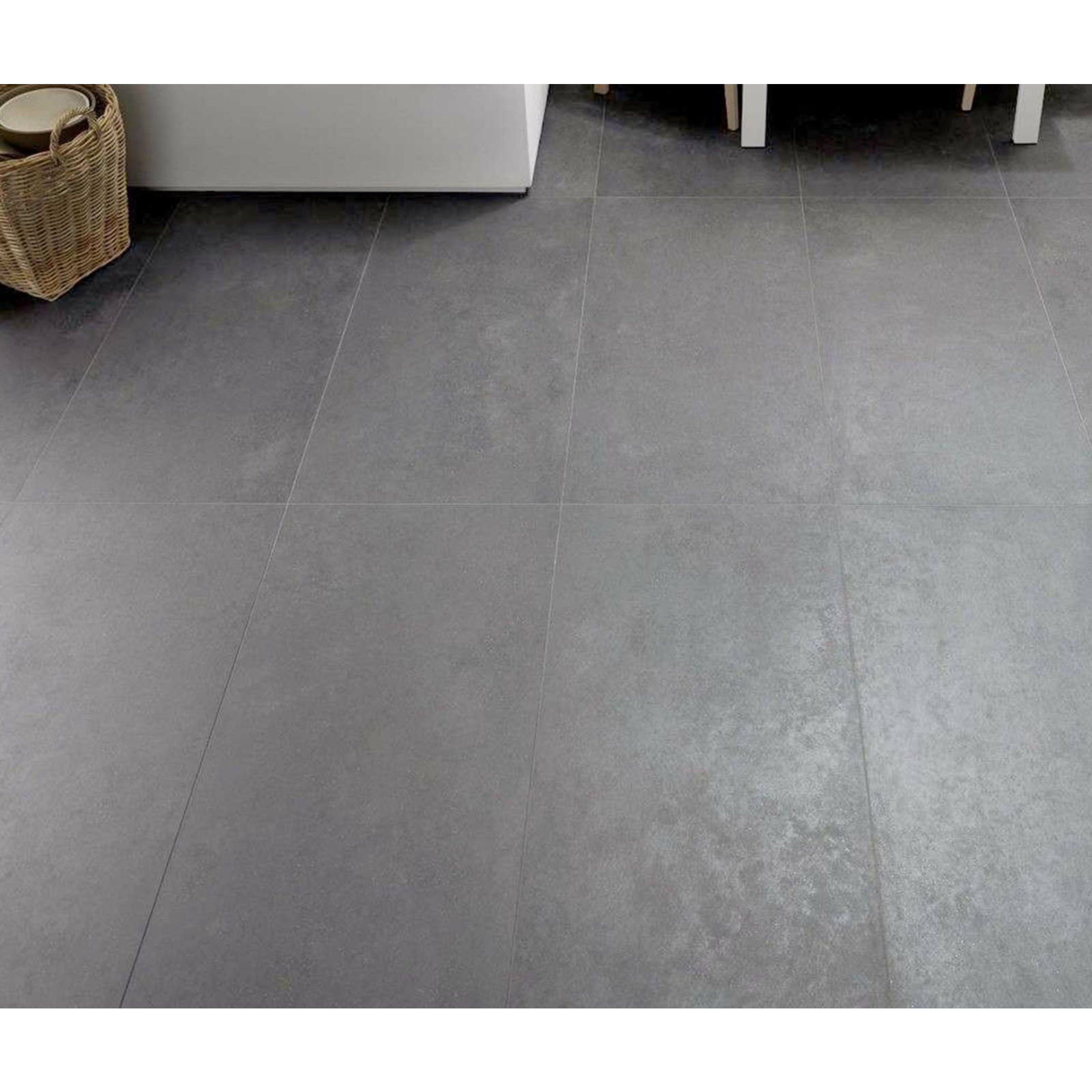 Concrete Dark Grey Matt Porcelain Tile, Dark Grey Tile Floor