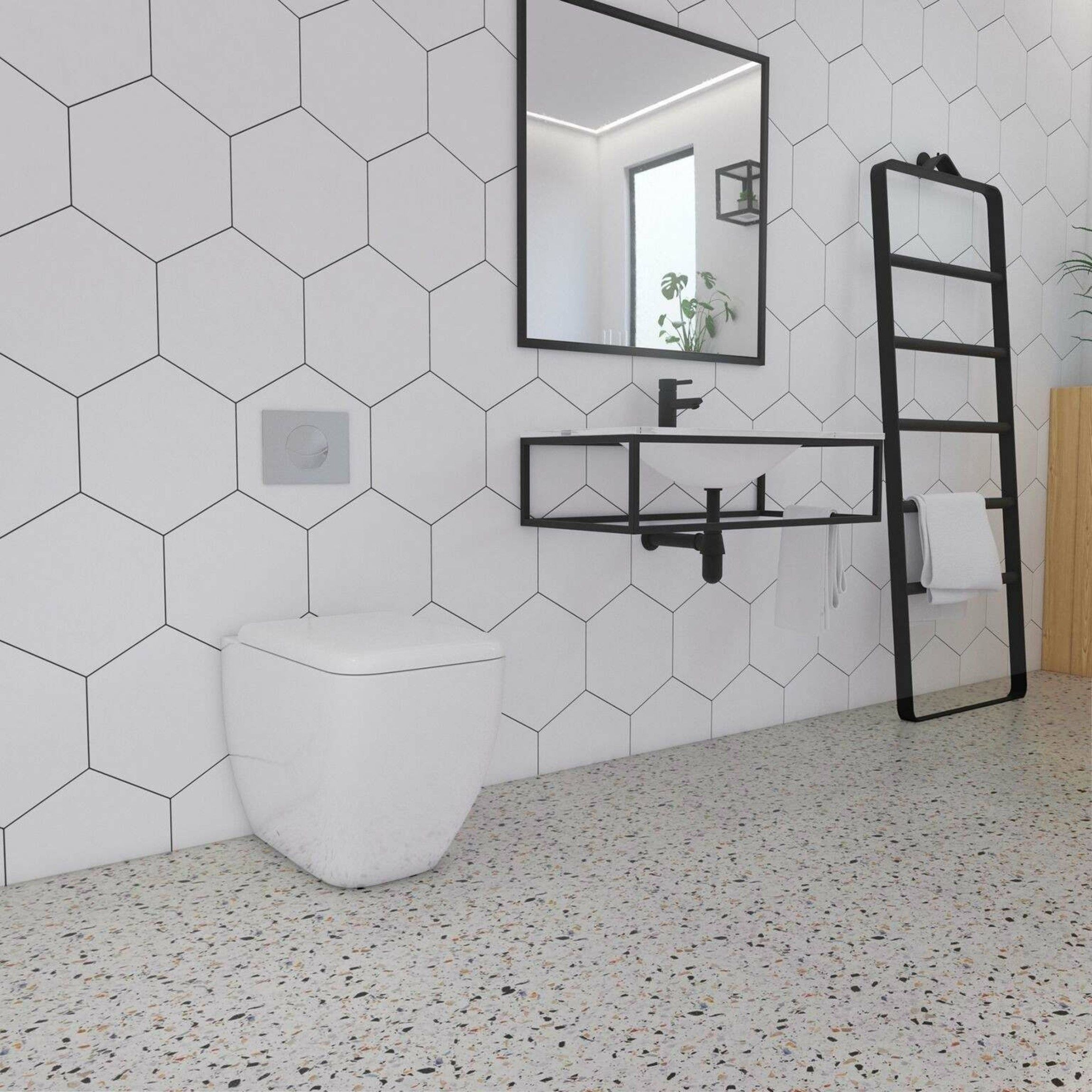 Apollo Hexagon White Wall Tiles From, What Size Hexagon Tile For Small Bathroom Floor