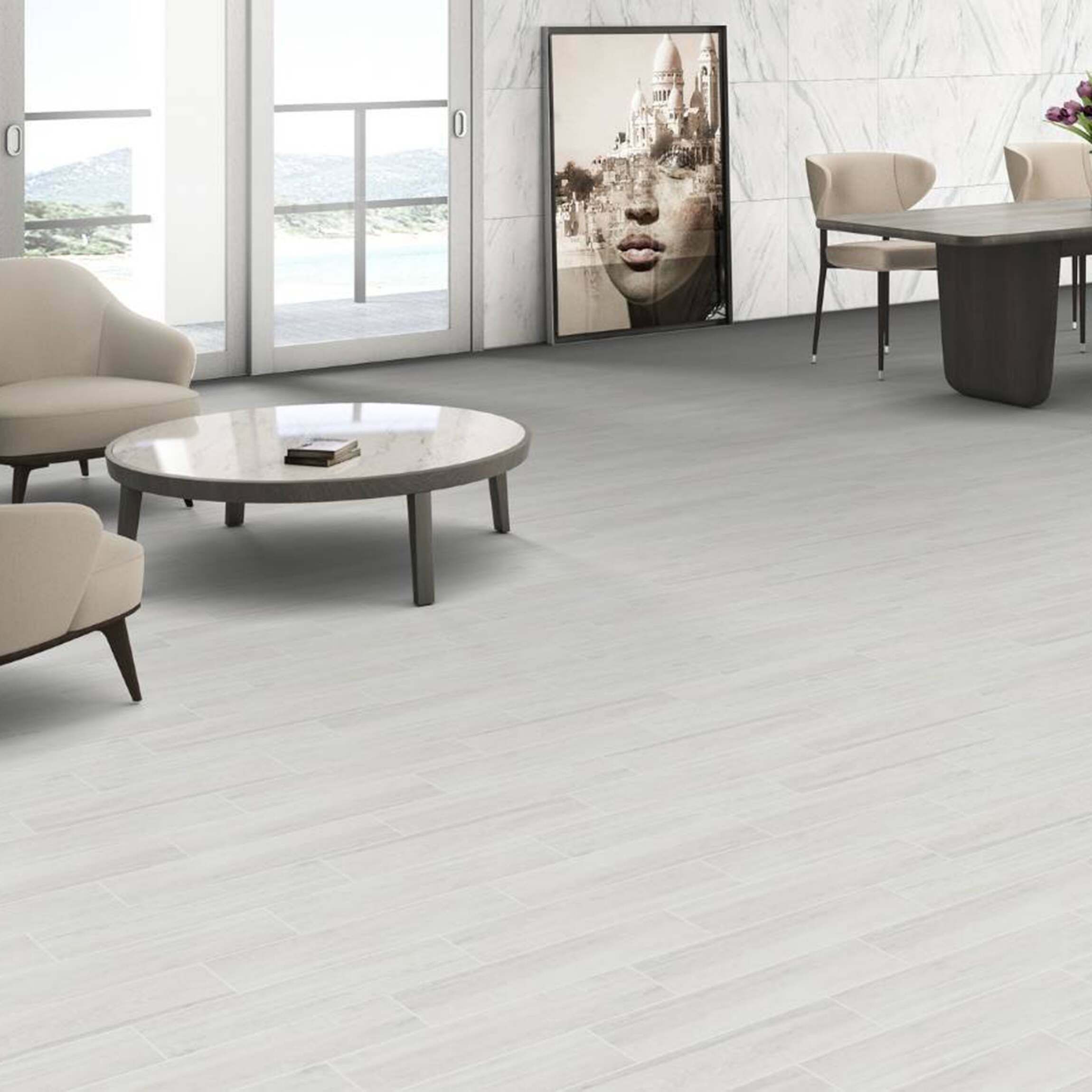 Baltimore White Wood Effect Large Floor, White Wood Effect Ceramic Floor Tiles