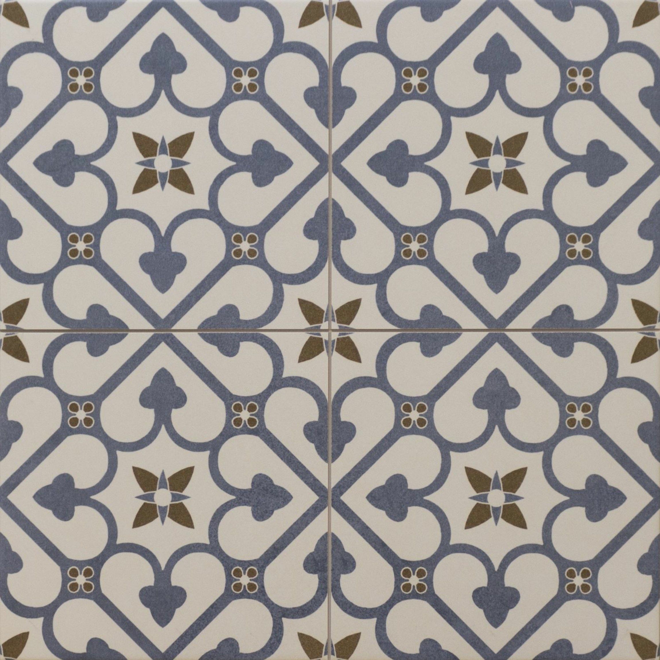 Brighton Blue Pattern Porcelain Floor, Blue Porcelain Floor Tile