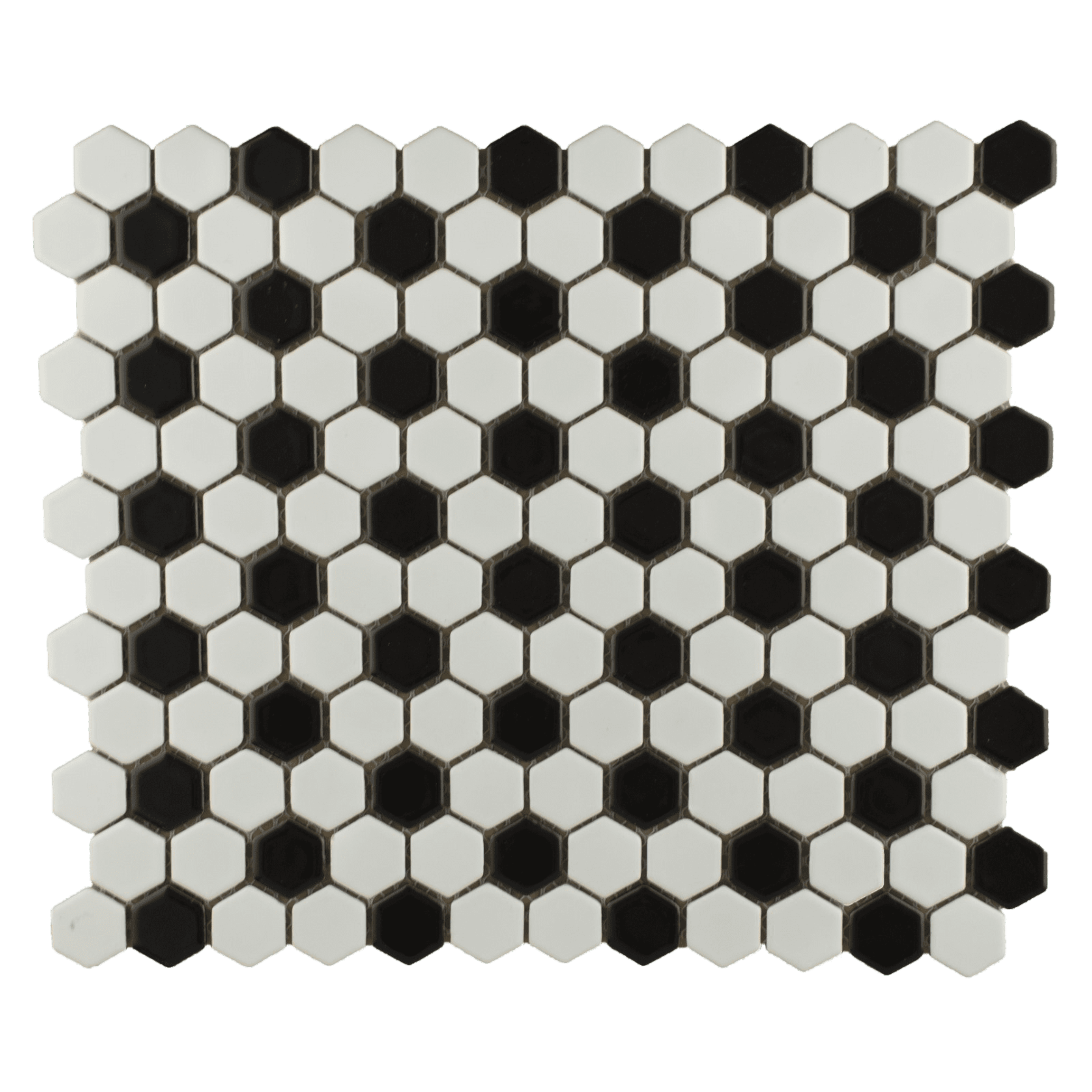 Chequered Hexagon Black White Mosaic, Black And White Hexagon Floor Tile