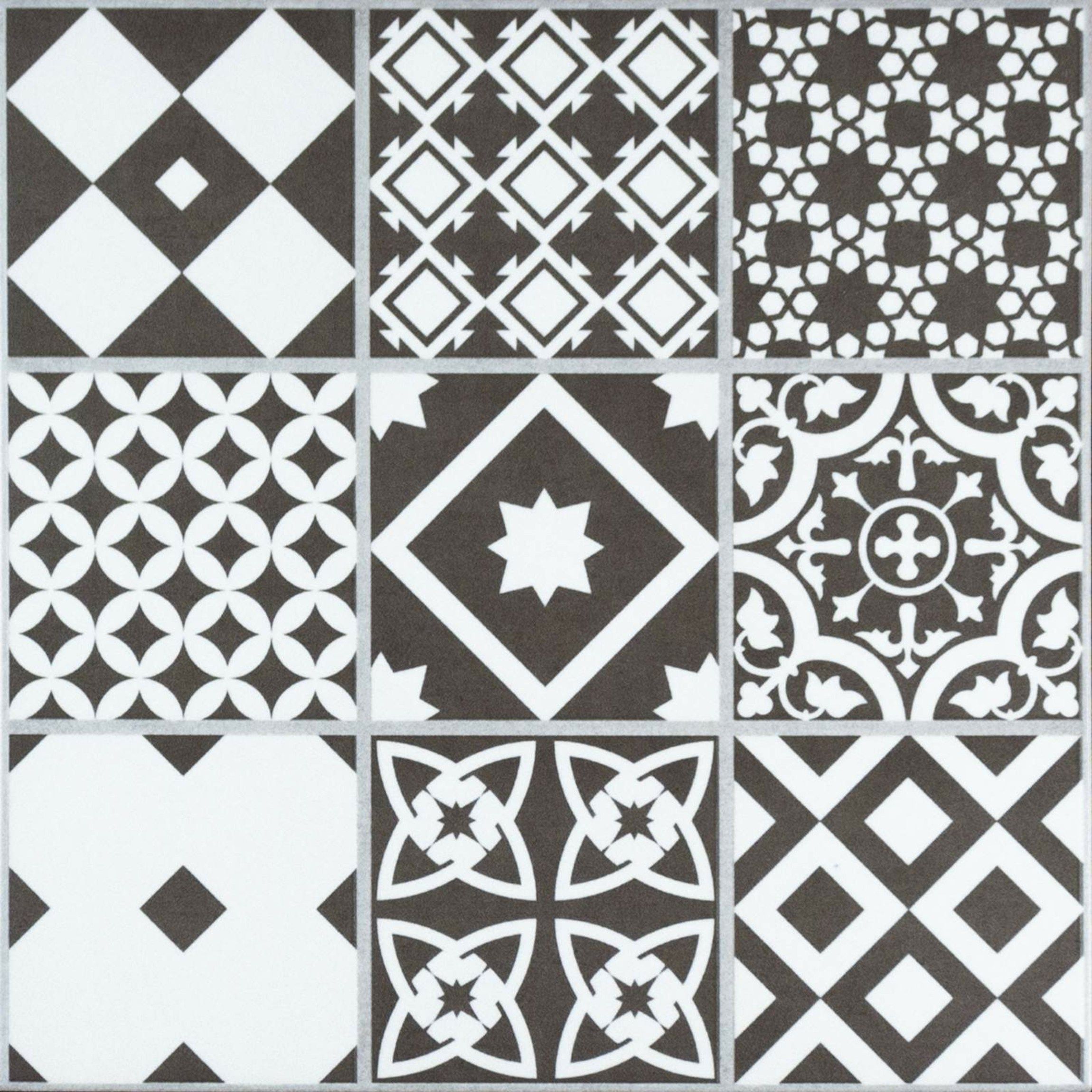 Gatsby Black And White Patchwork Wall, Ceramic Tile Black And White