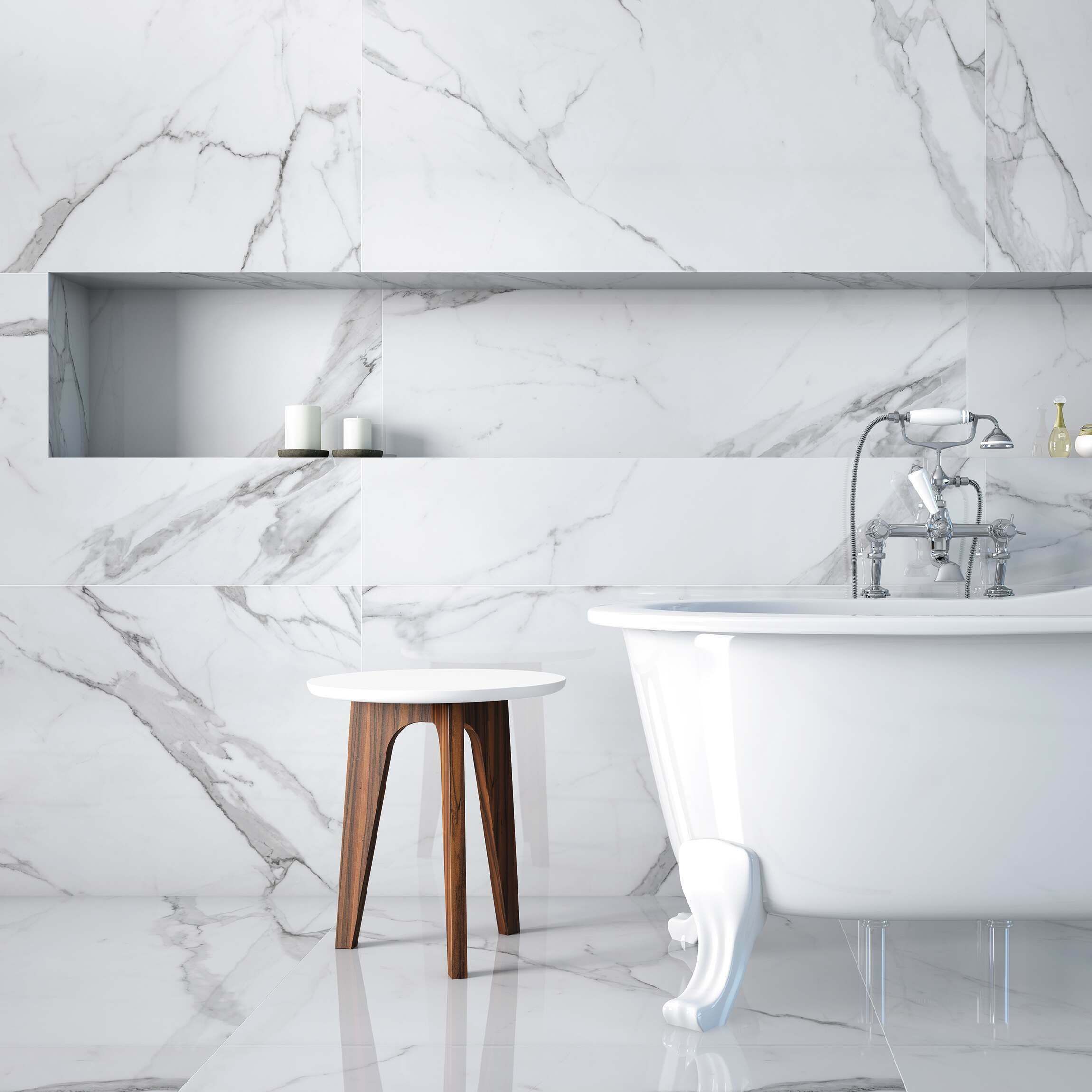 Place White Marble Effect Wall Tiles - Tiles from Tile Mountain