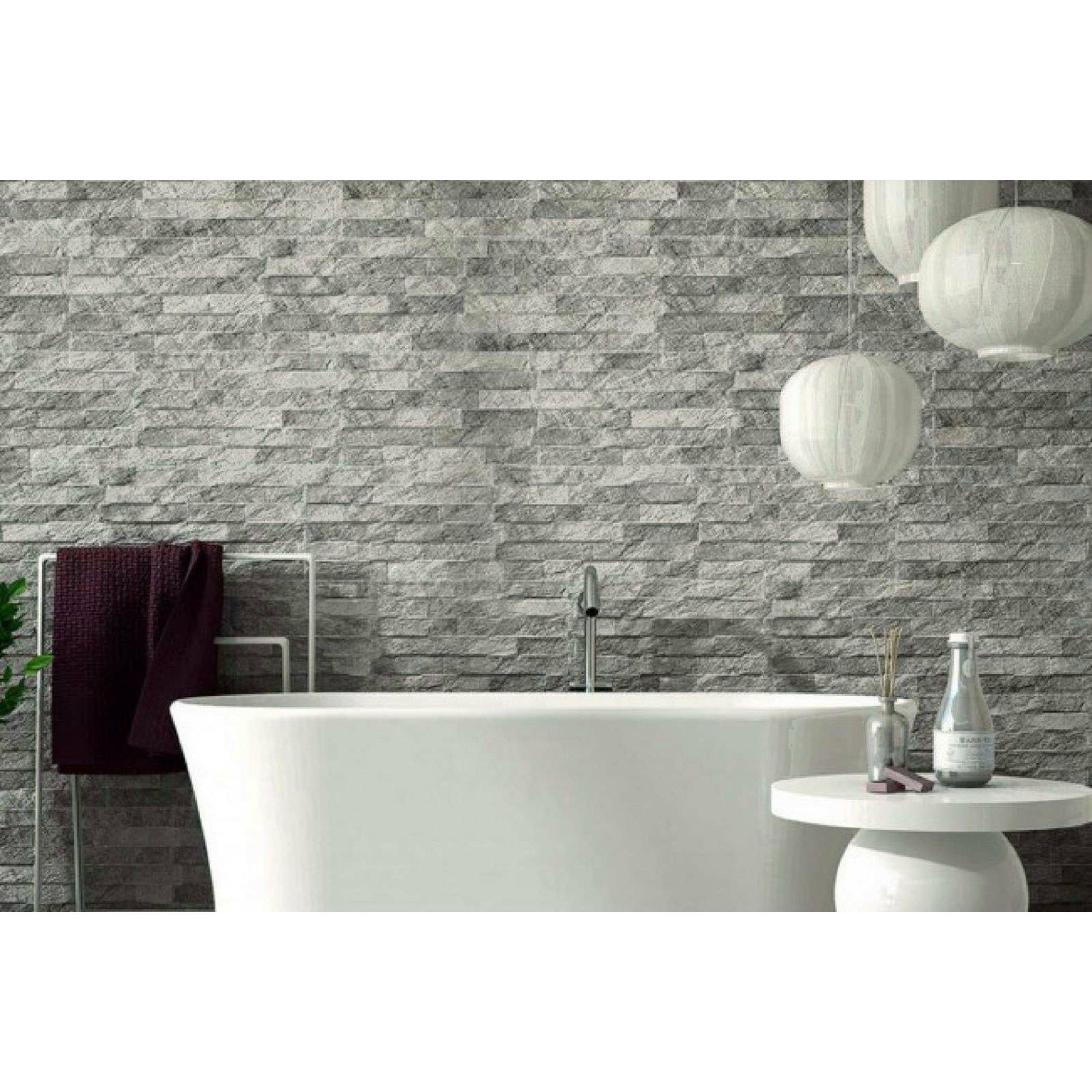 Ribera Grey Slate Effect Wall Tile, Slate Grey Tiles Bathroom
