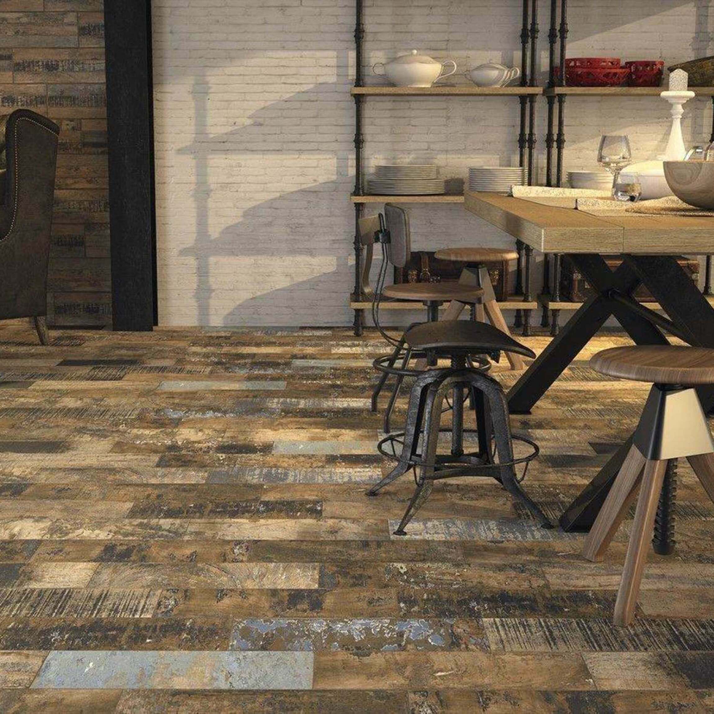 Rural Distressed Wood Effect Floor, Distressed Tile Flooring
