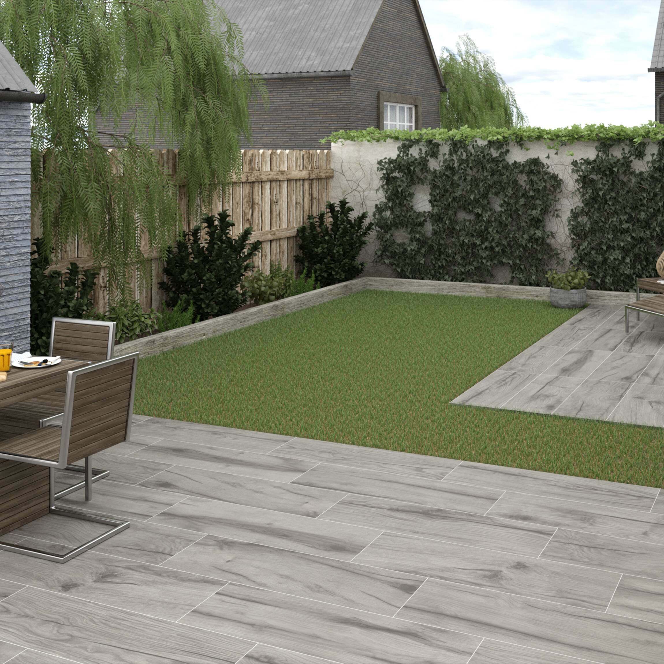 Vertige Wood Effect Grey Outdoor Slab, Wood Style Tiles Outdoor