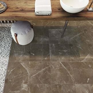 Anubis Dark Brown Gloss Marble Effect Floor Tile