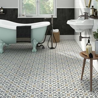Brighton Blue Pattern Porcelain Floor Tiles