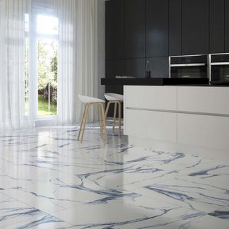 Calacatta Blue Marble Effect Floor 60x60 Tile