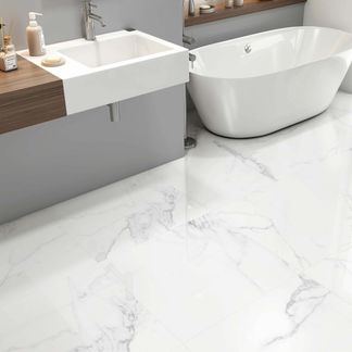 Carrara White Gloss Marble Effect Floor Tile