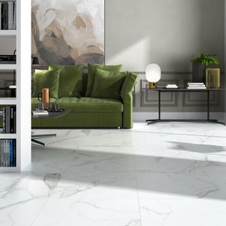 Carrara White Matt Marble Effect Porcelain Floor Tile