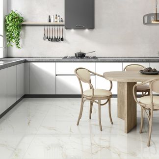Carrara Gold Polished Marble Effect Porcelain Floor Tile
