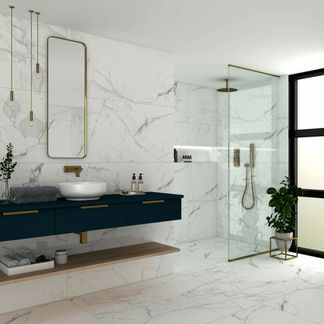 Carrera White Marble Effect Rectified Matt Porcelain Wall and Floor Tile