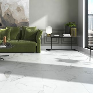 Carrara White Marble Effect Matt Floor Tiles
