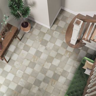 Clay Chequer Silver Floor Tile
