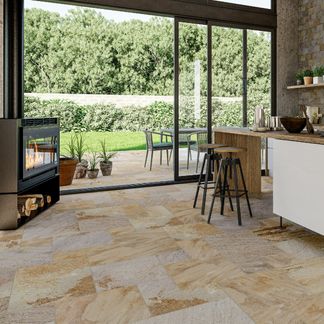 Filita Modular Beige Stone Effect Anti Slip Matt Porcelain Floor Tile