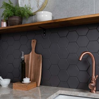 Kromatika Hexagon Black Porcelain Wall & Floor Tile