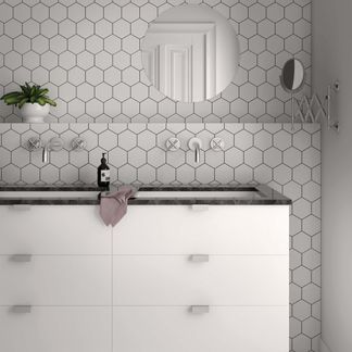Kromatika Hexagon White Porcelain Wall & Floor Tile