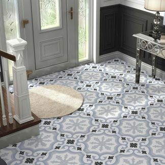 Lancaster Blue Patterned Porcelain Wall and Floor Tile