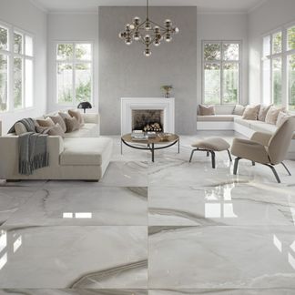 Merope Onyx Marble Effect Grey Polished Floor Tile