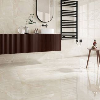 Onyx Marble Effect Cream Polished Porcelain Wall and Floor Tile