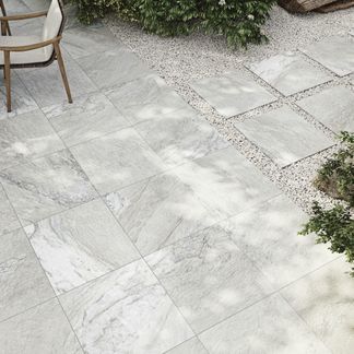 Piazza Light Grey Stone Effect Matt Porcelain Outdoor Slab Tile