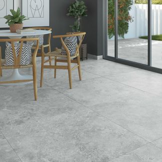 Rapalano Grey Travertine Effect Anti Slip Porcelain Floor Tile