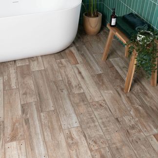 Reclaimed Dark Oak Nailed Wood Effect Floor Tile